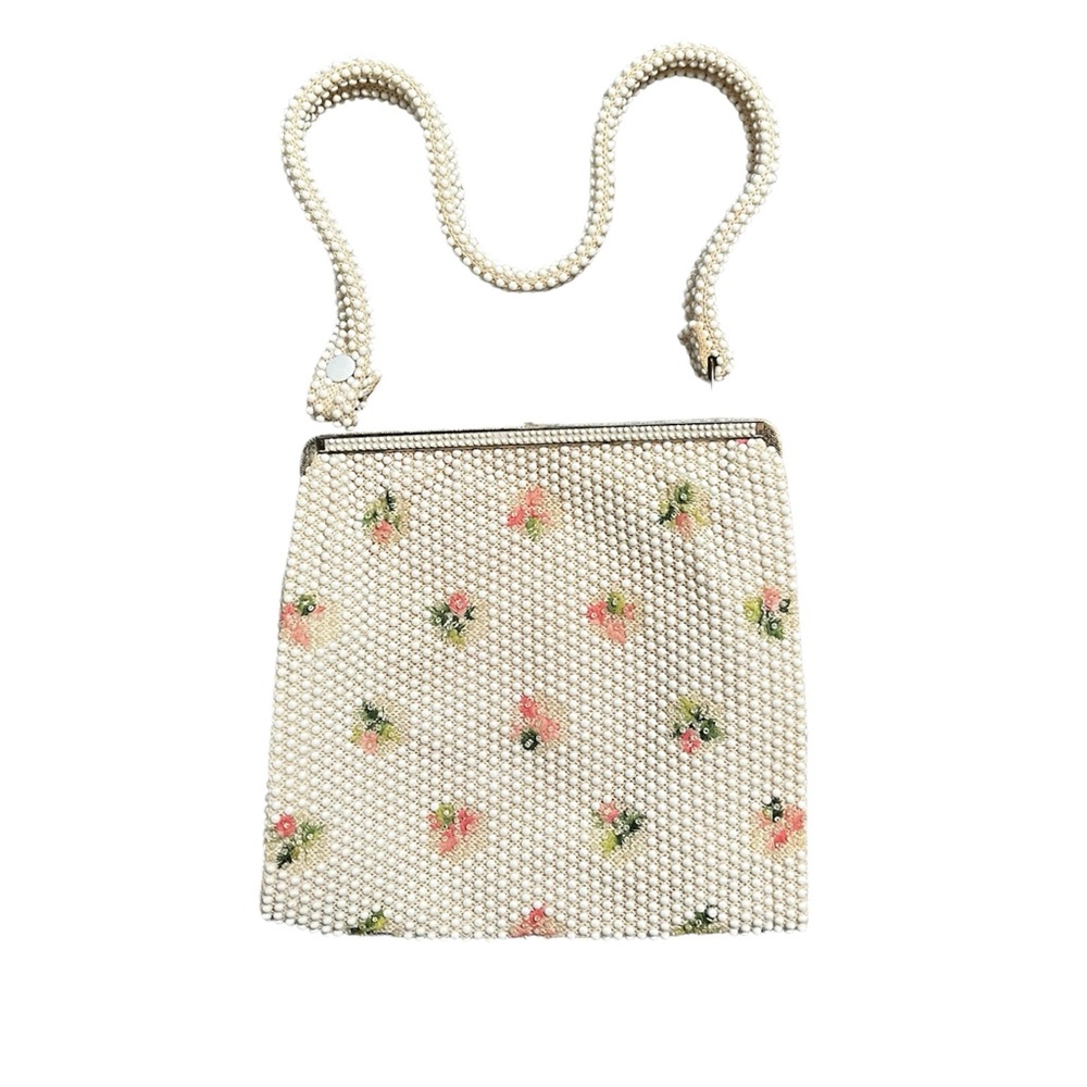Vintage 1950s beaded floral handbag